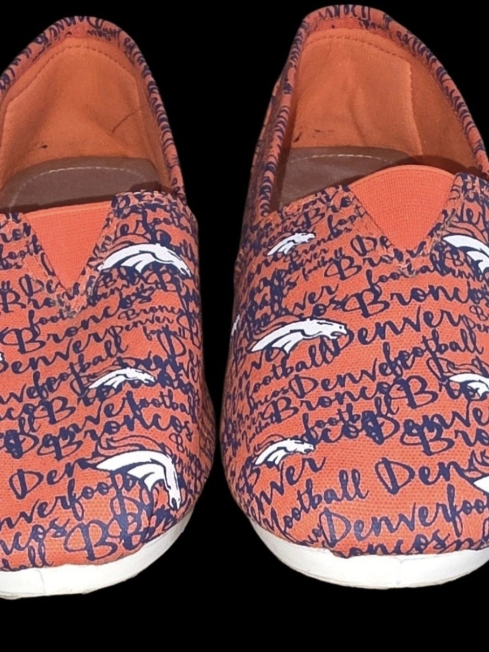 Denver Broncos Logo Slip-On Shoes in Orange and Navy